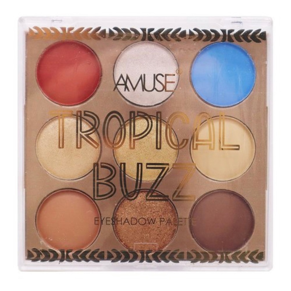 Amuse Cosmetic Tropical Buzz Eyeshadow Palette. A 9 color pan palette